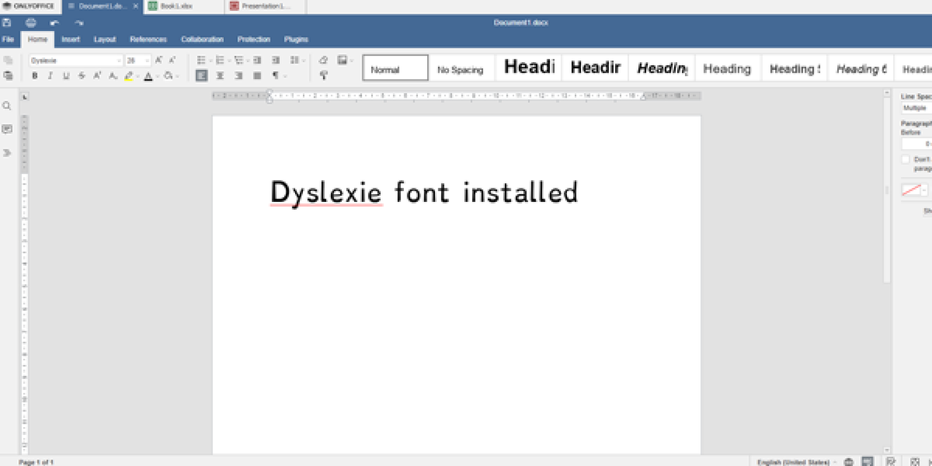 OnlyOffice including Dyslexie Font
